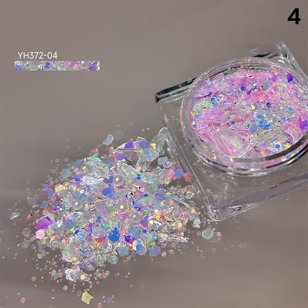 1Box Nail Glitter Powder Silver Glitter Iridescent Flakes Sequins Super Shining Paillette Pigment Dust For Nails Decoration