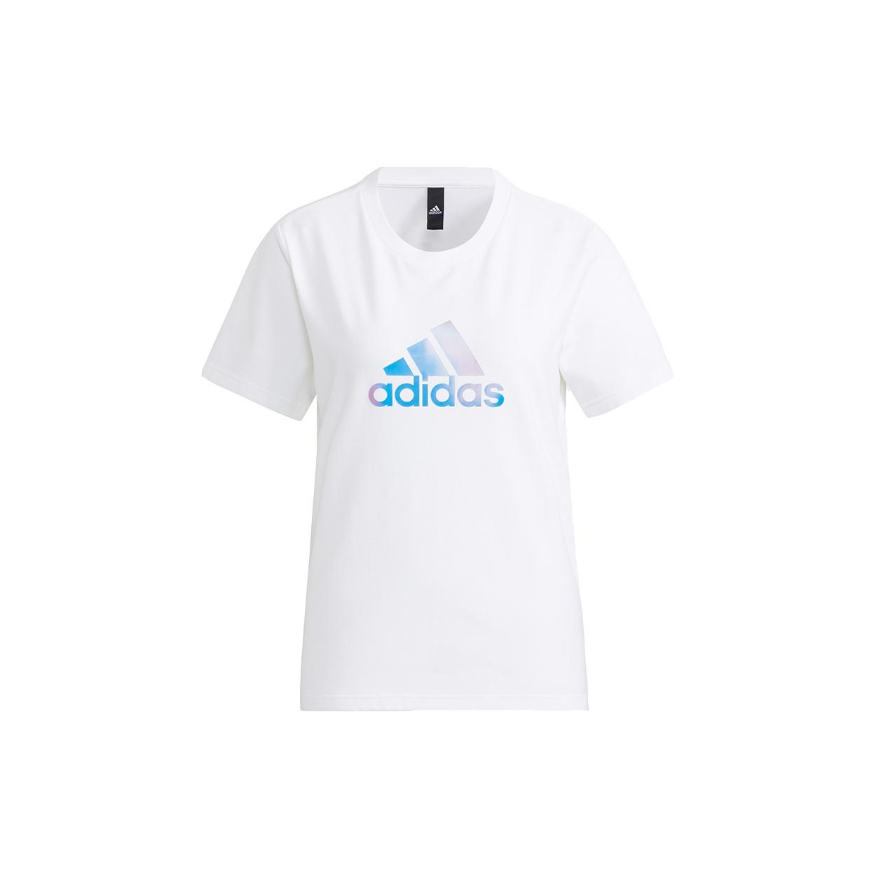 (WMNS) adidas Fi Shiny Bos Logo Printing Round-neck Tee White Women s H09748 S