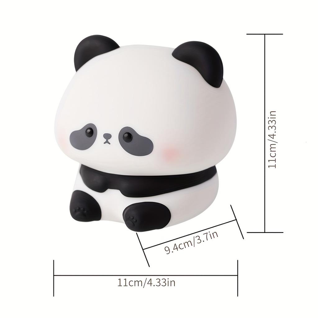 Adorable Panda LED Night Light - Soft Silicone Touch Lamp with Adjustable Brightness, USB Rechargeable, Perfect for Bedroom Deco