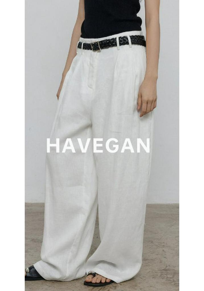 2026 New High-Waist Drape Linen Women's Wide-Leg Floor-Length Pants