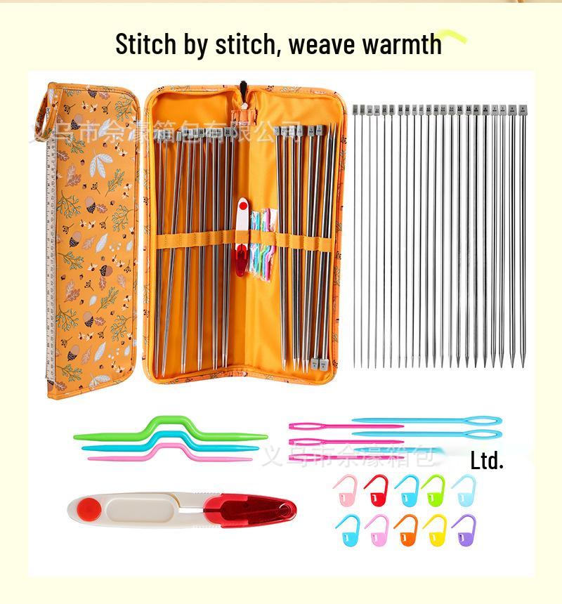 DIY Hand Knitting Tool Set: Stainless Steel Single Point Needles and Accessories