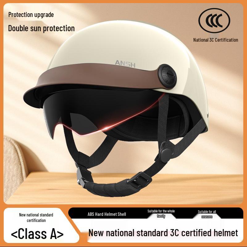 Certified Unisex Electric Vehicle Helmet - Lightweight, Sun-Protective, All-Season Motorcycle Half Helmet for Adults