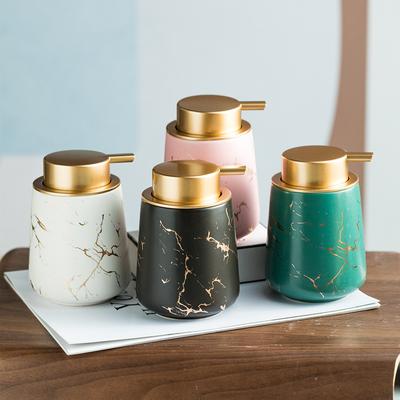 400ML Marble Lotion Bottle High-end Push Shampoo Dispenser Soap Refillable Liquid Hand Soap Jar Ceramic Bathroom Accessories Home