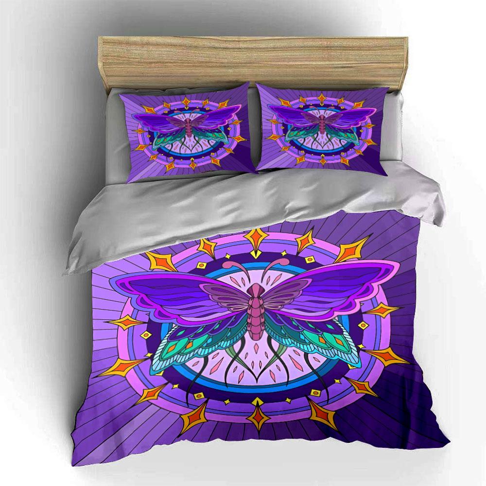 Butterfly Mandala Art Decor Set Soft Skin-Friendly Bedding Set Includes 1 Duvet Cover And 2 Pillowcase Gift