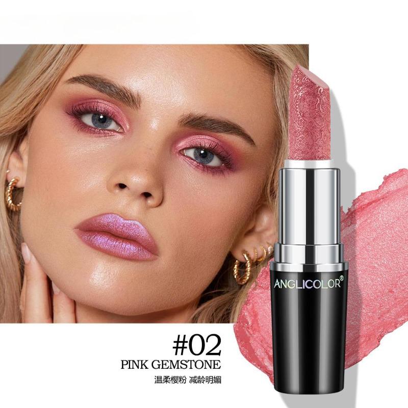 Carved Shiny Lipstick Pearl Lipstick Non-Stick Cup Long-lasting Moisturizing Lip Balm Non-Fading Glitter Lip Balm Contains No Preservatives
