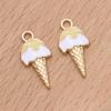 10Pcs Gold Plated Enamel Ice Cream Charms Pendant For Jewelry Making Earrings Bracelet Necklace Accessories Diy Craft 20X10Mm