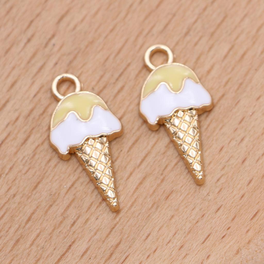 10Pcs Gold Plated Enamel Ice Cream Charms Pendant For Jewelry Making Earrings Bracelet Necklace Accessories Diy Craft 20X10Mm