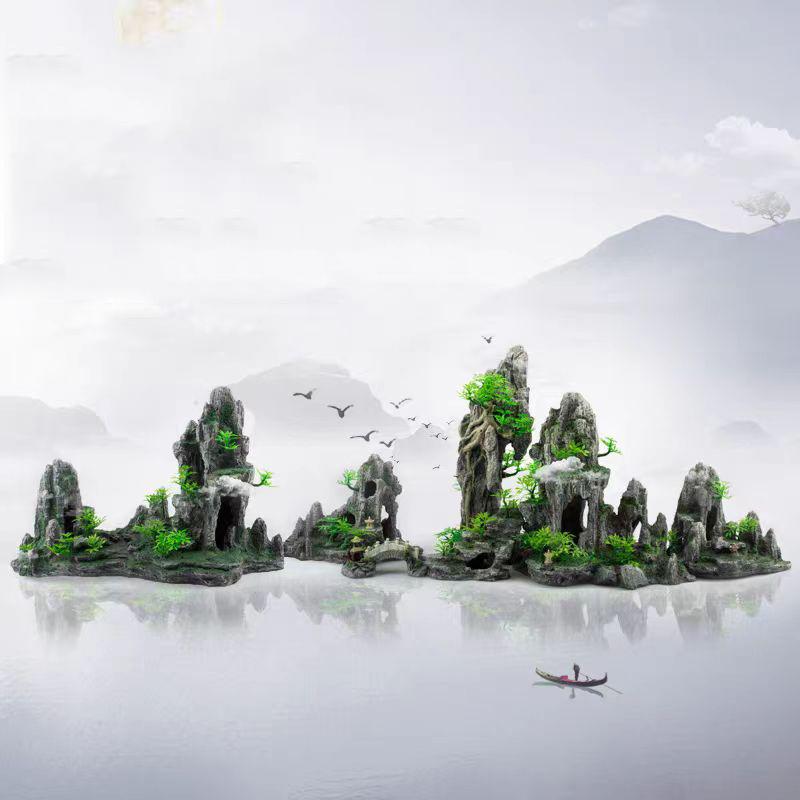 Živicová akváriová skalnatá hora dekorácia umelý výhľad skala jaskyňa kameň strom ozdoba do akvária potreby pre domáce zvieratá domáca dekorácia