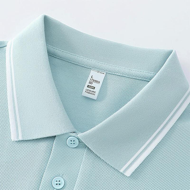 Luomeng Men's 7A Anti-bacterial Pure Cotton Color-block Polo Shirt