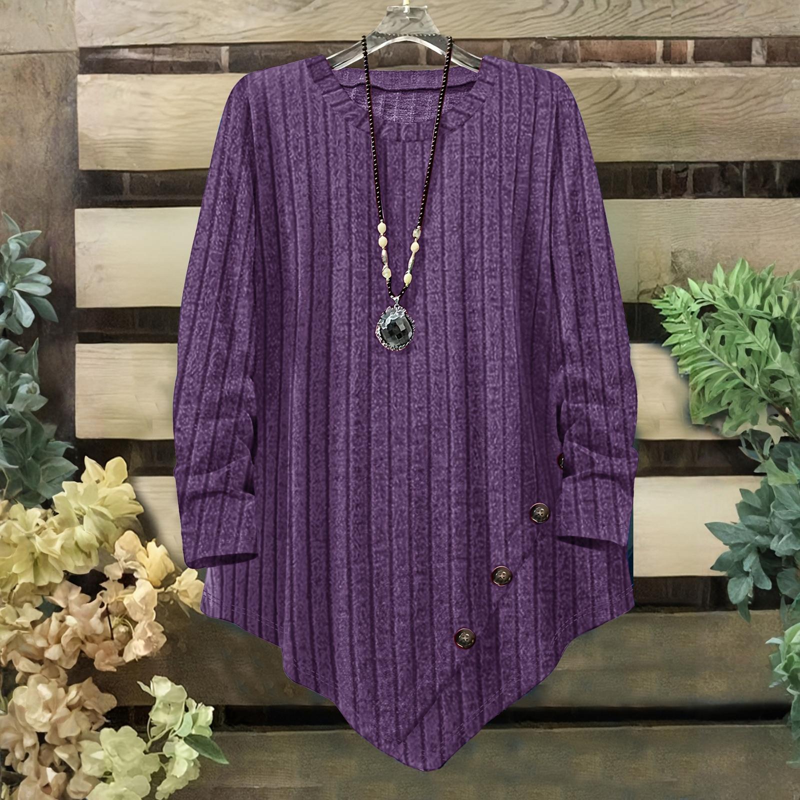 

Women s Cute Printed Work Clothes V,neck Double Layer Pockets Basic Long Sleeve Top Pullover Valentines XXXL фіолетовий