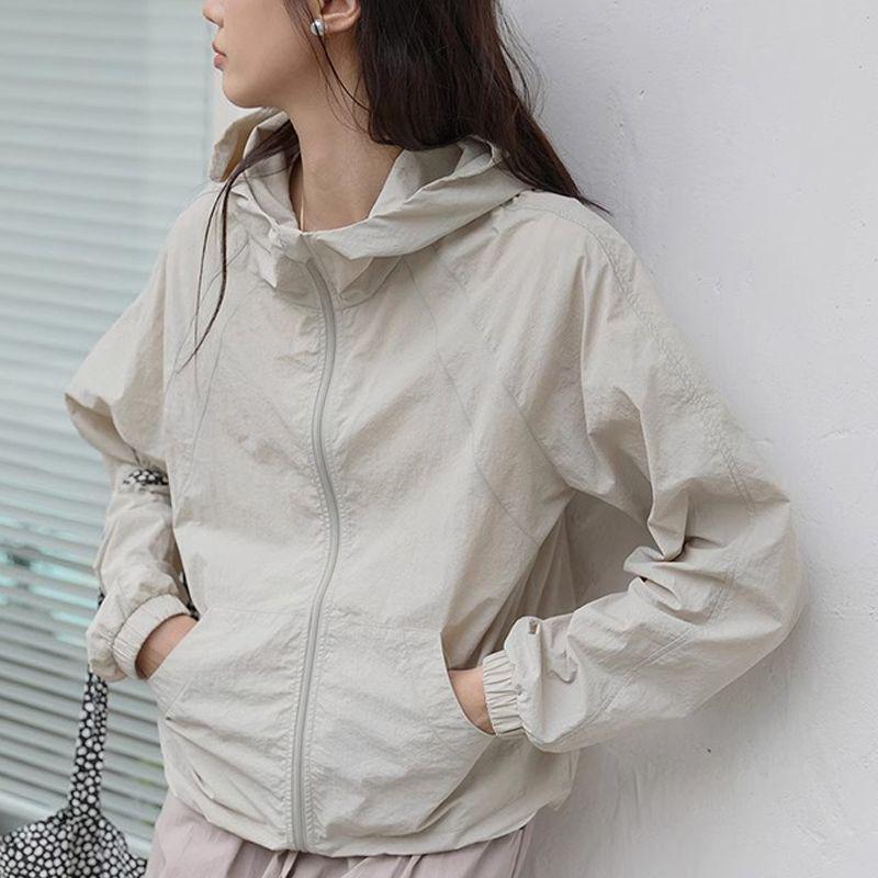 Women's Spring Hooded Windbreaker: Lightweight Anti-UV Sun Protection Jacket