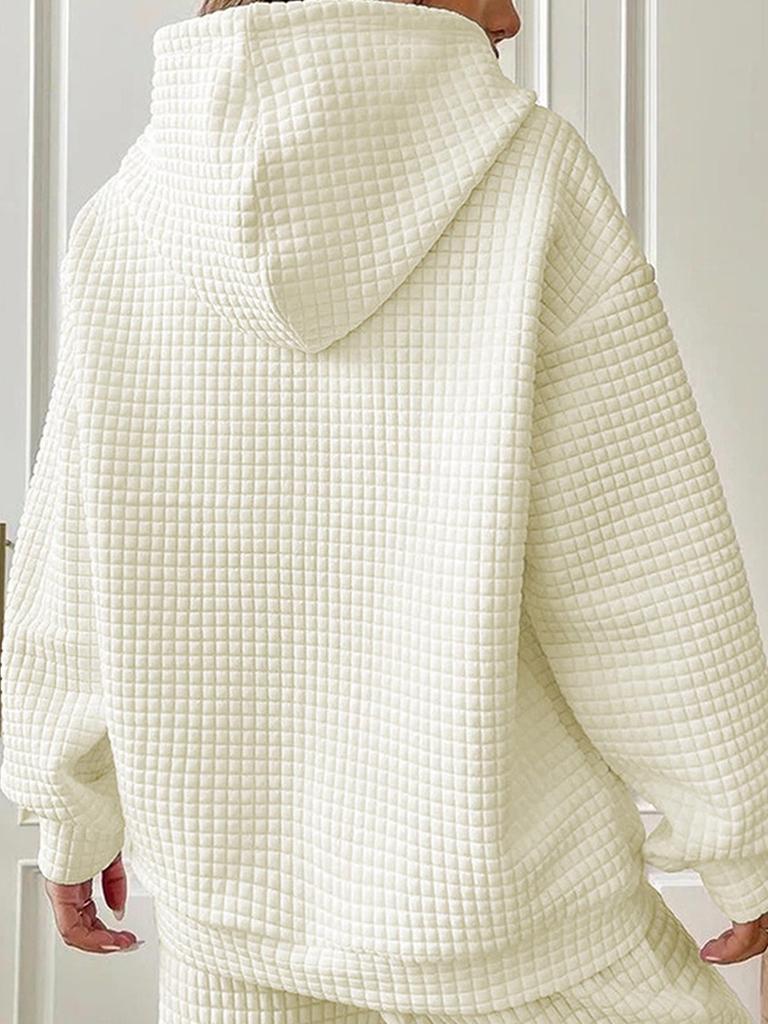 Women's Autumn/Winter Waffle Hooded Halloween Print Sweatshirt - Loose Fit, Long Sleeve, European Size