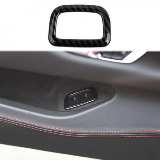 Carbon fiber style trunk switch button cover trim for Chevrolet Corvette C8