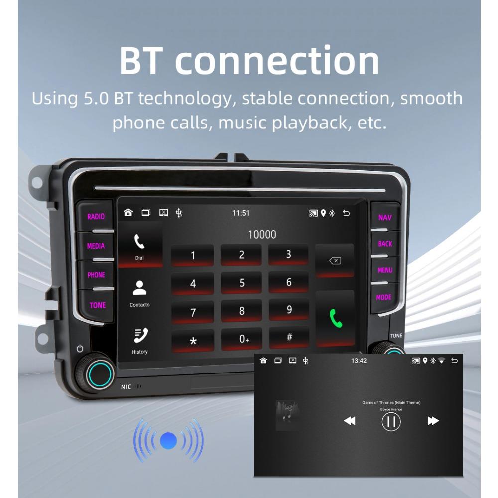2Din bilradio Android for Volkswagen Golf 5 6 Polo Passat B6 B7 Jetta Caddy Touran Universal Multimedia Carplay Navigasjon GPS 2+64GB