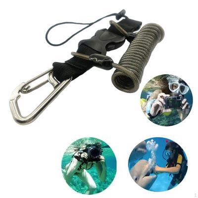 Taucher-Lanyard, strapazierfähig, spiralförmig, für Tauchlampen, Kamera, Schwarz