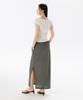 Musinsa Standard Woman Women'S Linen-Like Elastic Long Skirt [Grayish Khaki]