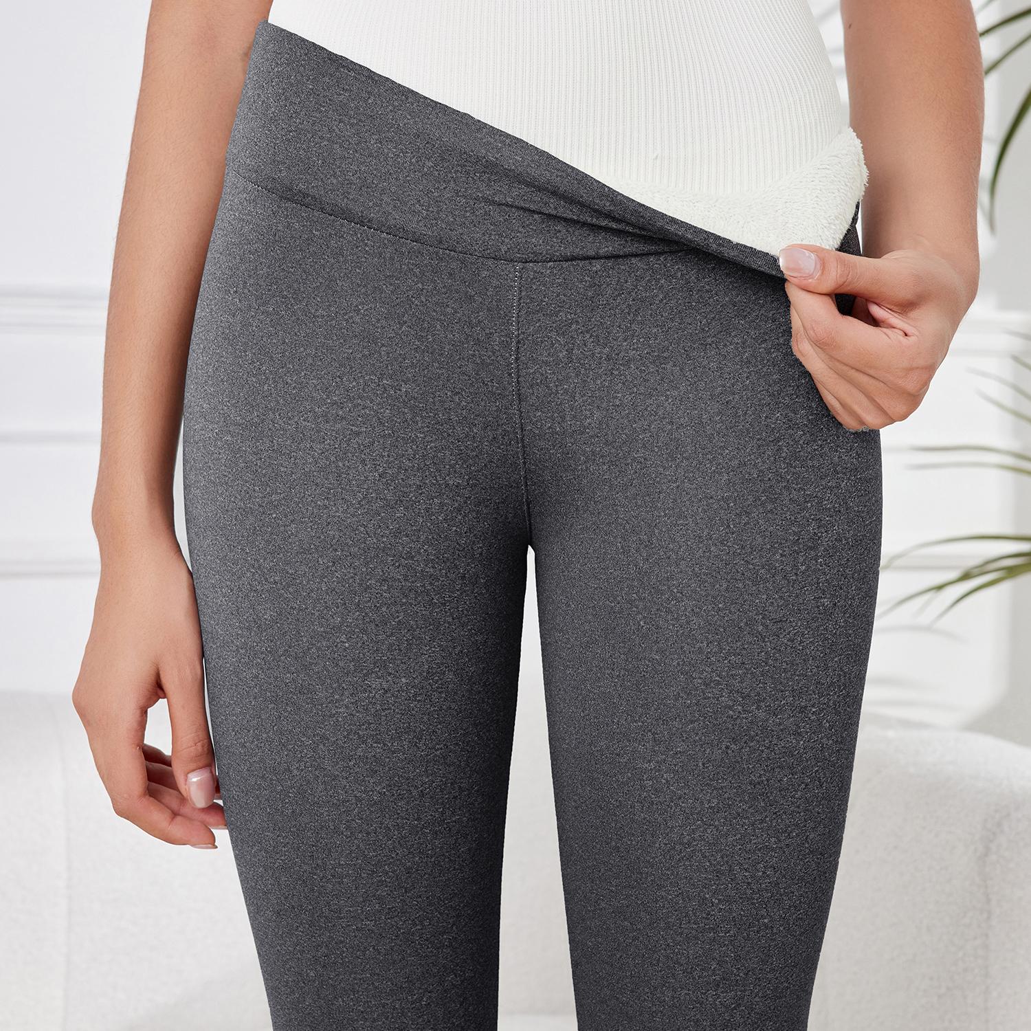 

Зимние женские бархатные теплые леггинсы с высокой талией, удобные теплые эластичные брюки XL серый/чёрный