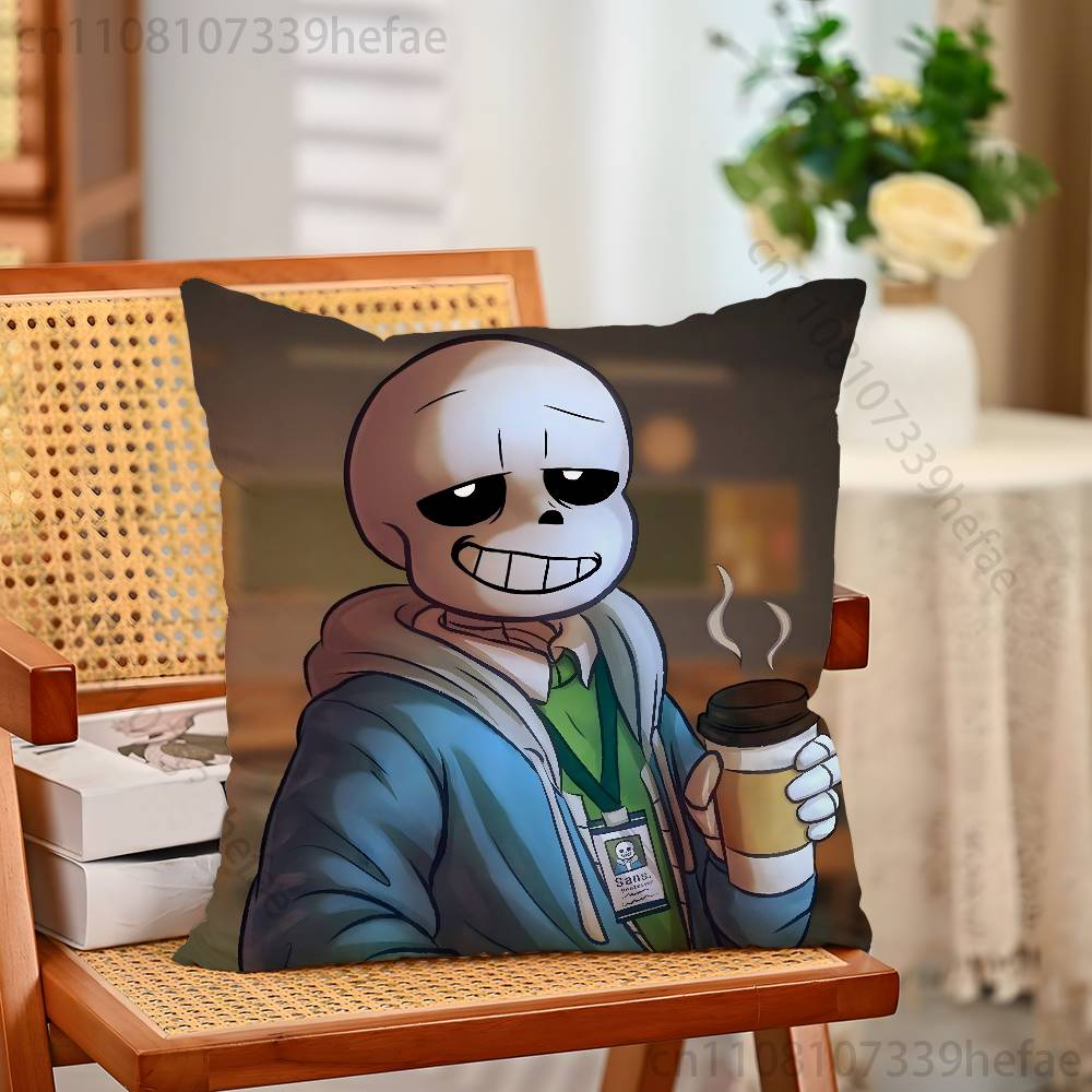 UUndertaleS Sans Pillow Case Plush Pillow Cases Home Decoration Pillow Cover for Sofa Bed Chair Living Room