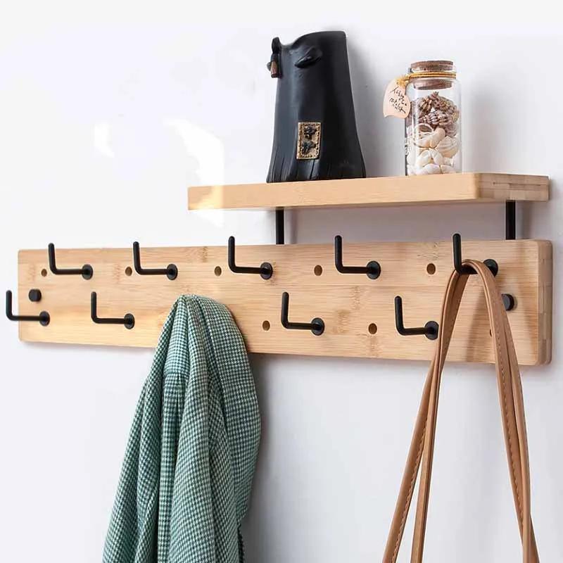 Wall Mounted Coat Racks with Storage Rack Multifunctional Clothing Organizers Hanger Hooks Portable Living Room Clothes Hangers