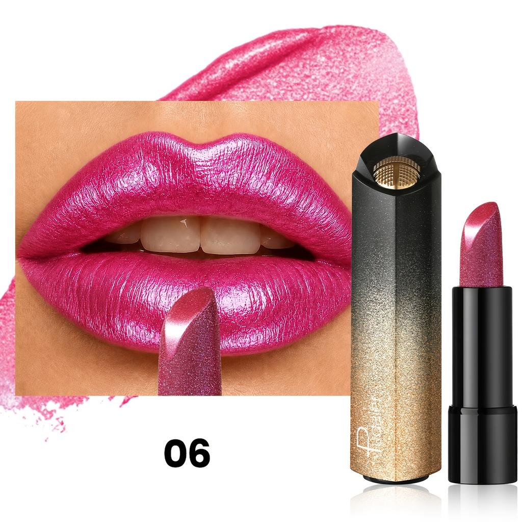 Rossetto Perlescente con Brillantezza Fine, ad Alto Lucido, Facile da Colorare, Lunga Tenuta, Facile da Colorare, Idratante, Effetto Cremoso e Liscia