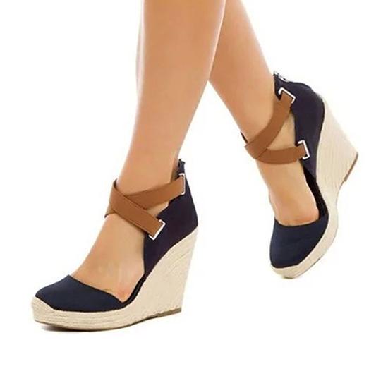 Buy Women Sandals Back Zipper Wedges Sandals Summer Cross Strap