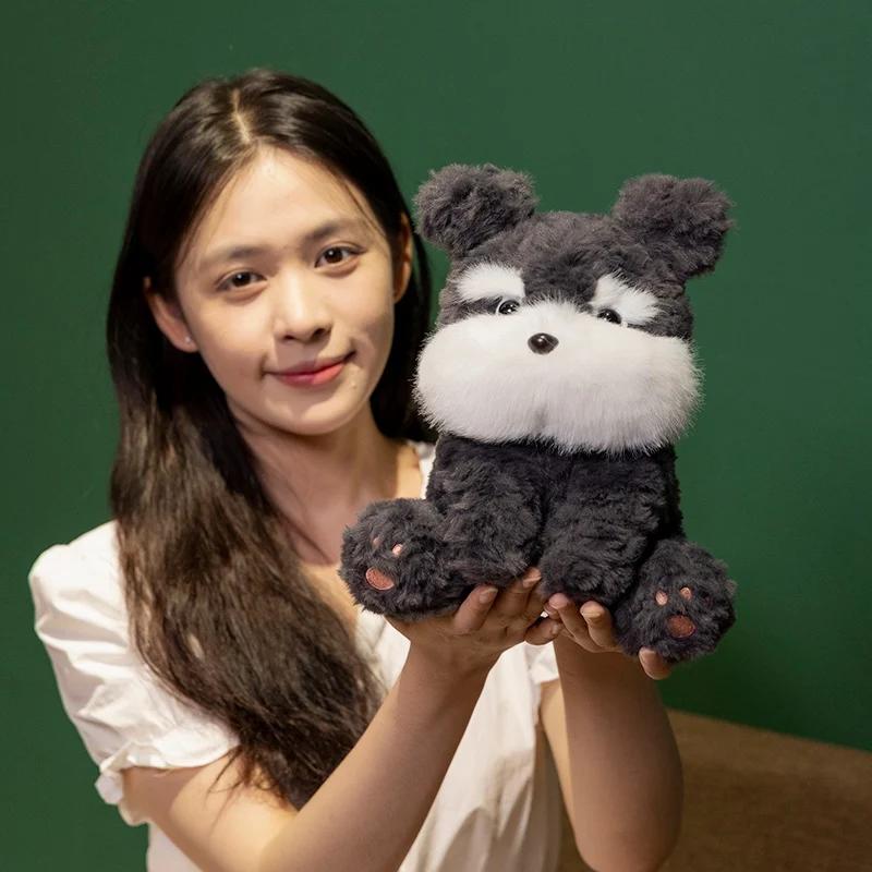 Wholesale 20cm Lovely Dog Plush Toy Stuffed Animal Black Grey Sitting Puppy Plushies Very Soft Cuddly Doll Girl Birthday Gifts