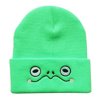 Men's Women's Winter Cartoon Hats Frog Eyes Embroidered Knitted Hats Warm Pullover Hats