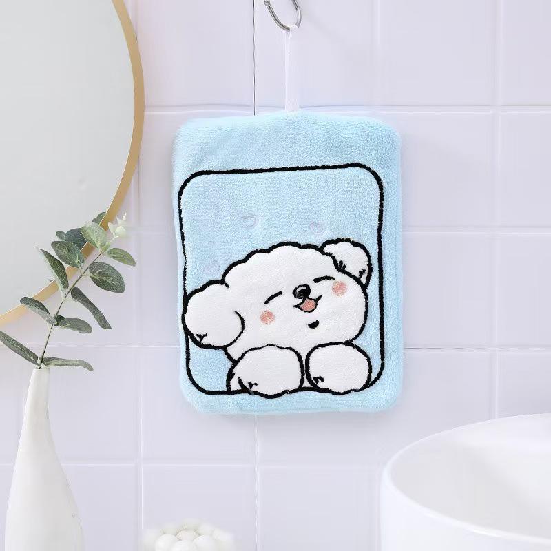 Square Puppy Kids' Coral Fleece Towel - Water Absorbent, Quick Dry, Thick, Soft, Cute