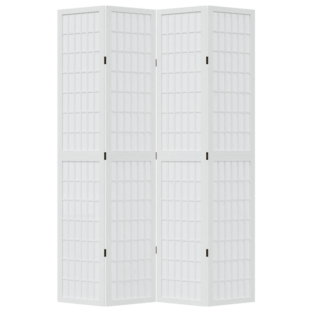 Vidaxl Room Divider, 4-Panel, White, Solid Paulownia Wood