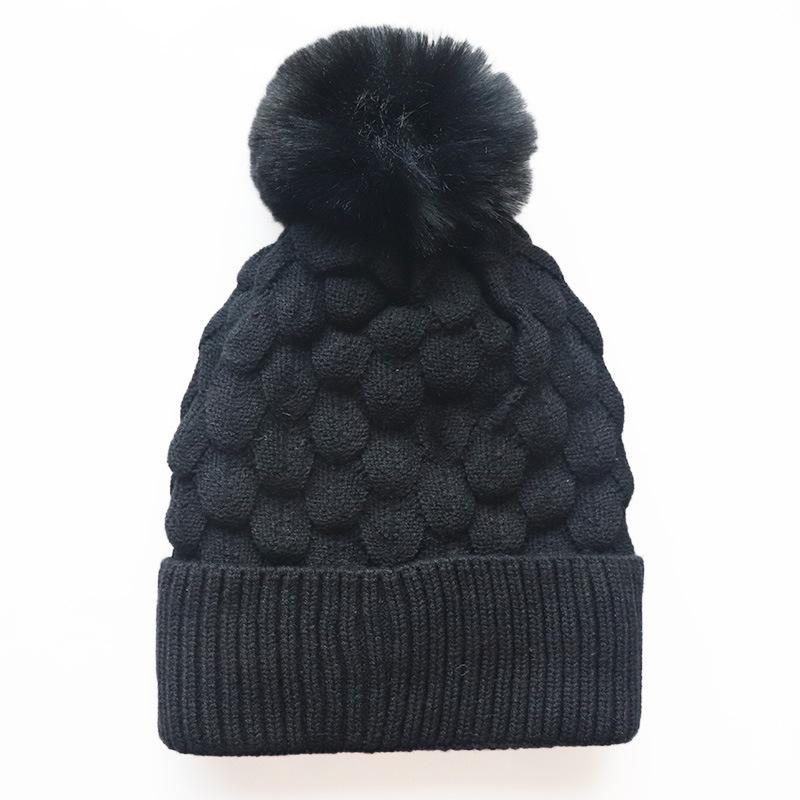 

New men s and women s jacquard beanie with pom-pom, fleece-lined and thickened, for outdoor sports and warmth Adjustable чёрный
