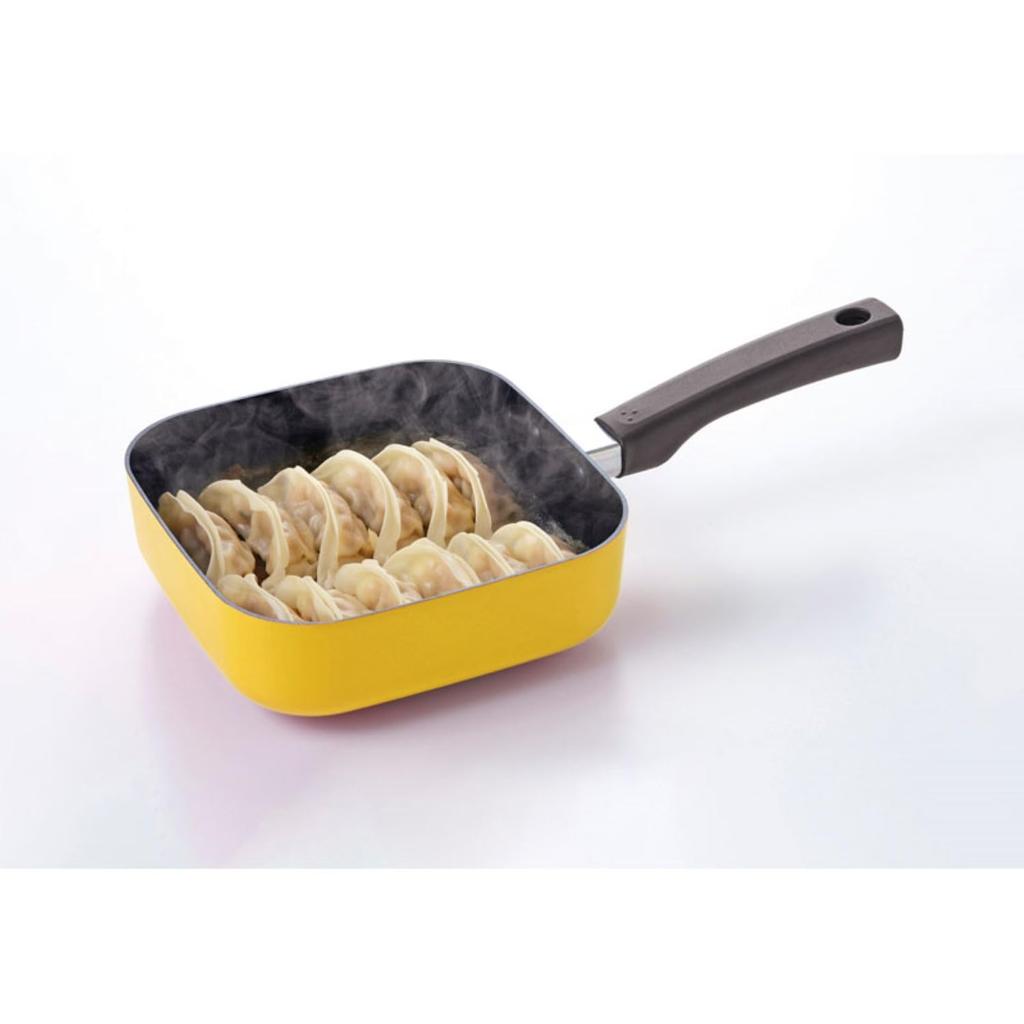 Wahei Freiz Square Frying IH with Glass To May Pan, Yellow, Compatible, Lid, (RB-1569)