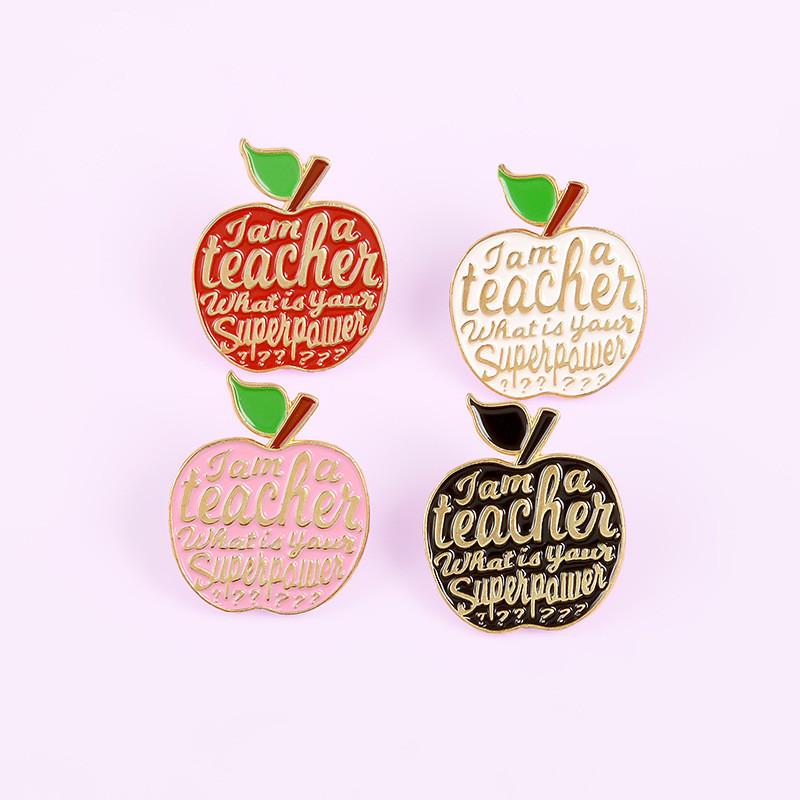 Alloy Customizable Apple Brooch Eyecatching Teacher Gift Enamel Pin Accessory Fashion