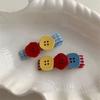 2 pcs/set Color Block Duckbill Clips Resin Bangs Clip Vintage Button Hair Clips  Gift