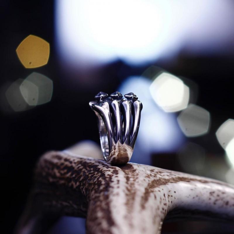 Adjustable Open Ring Men Women Geometric Bone Motif Vintage Style Plated Statement Jewelry