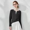Chuyu Damen Faux Zweiteiler Gestreiftes Langarm-T-Shirt