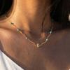 Aesthetic Turquoise Bead Shell Necklace for Women Stainless Steel Gold Plated Nature Stone Choker Necklace Bijoux Jewelry