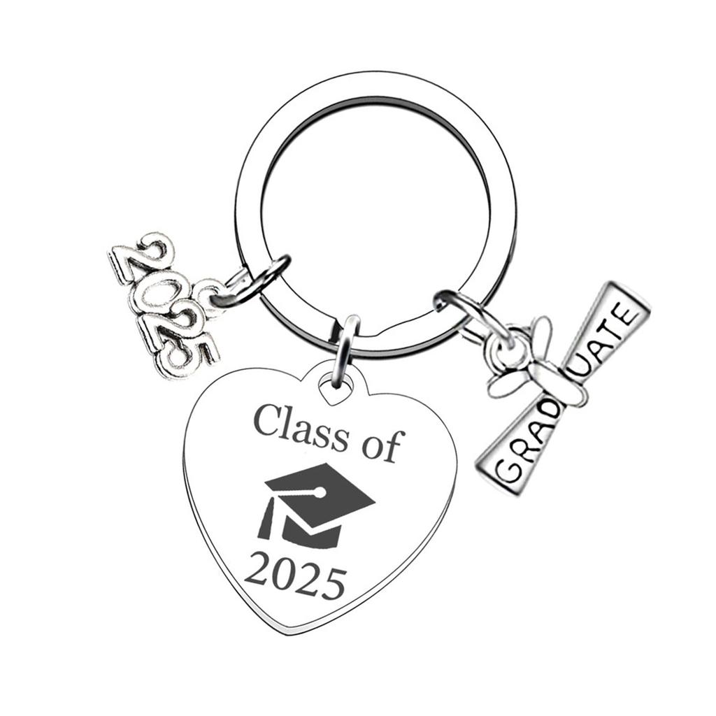 2025 Graduation Gifts School Graduation Keychain Stainless Steel Keyrings Stainless Steel Texture Perfect for Boys Girls
