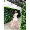 Gentle temperament, summer atmosphere, small skirt, beautiful and unique three-dimensional flower mesh suspender dress, women