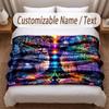 Sunset Landscape Theme Soft Blanket Personalized Custom Name Text Print Warm Blanket Home Sofa Bedroom Decor