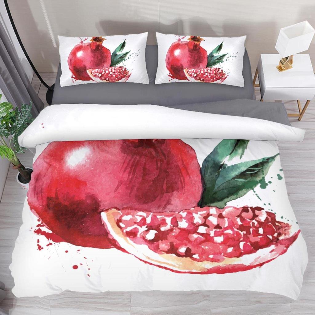 Lemon Fruit King Queen Duvet Cover Summer Cartoon Vegetable Plant Bedding Set For Kids Teens Adults Papaya Polyester Quilt Cover