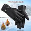 Men's Winter Touchscreen Leather Gloves - Fleece Lined, Thick, Warm, Windproof, Non-Slip for Outdoor Cycling
