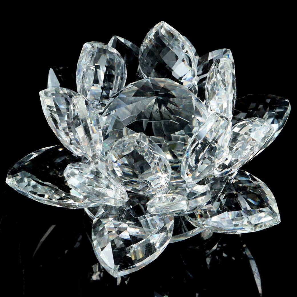 

[GOLD STONE] Lotus Flower Figurine, Crystal Glass Suncatcher, Good Luck, Itenrya, Feng Shui Item, Purification