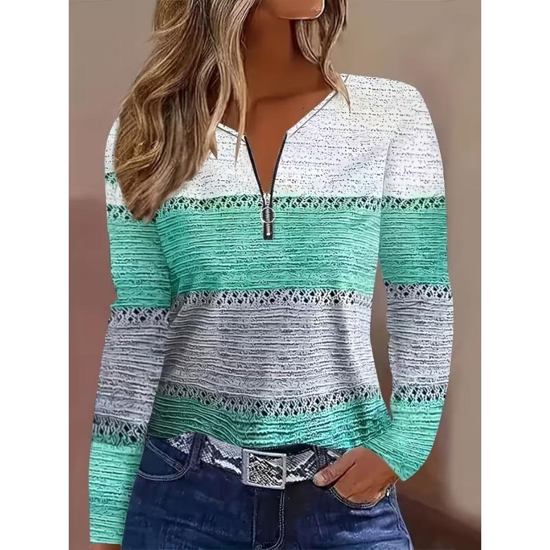 Women's Casual Zipper Long Sleeve T-Shirt