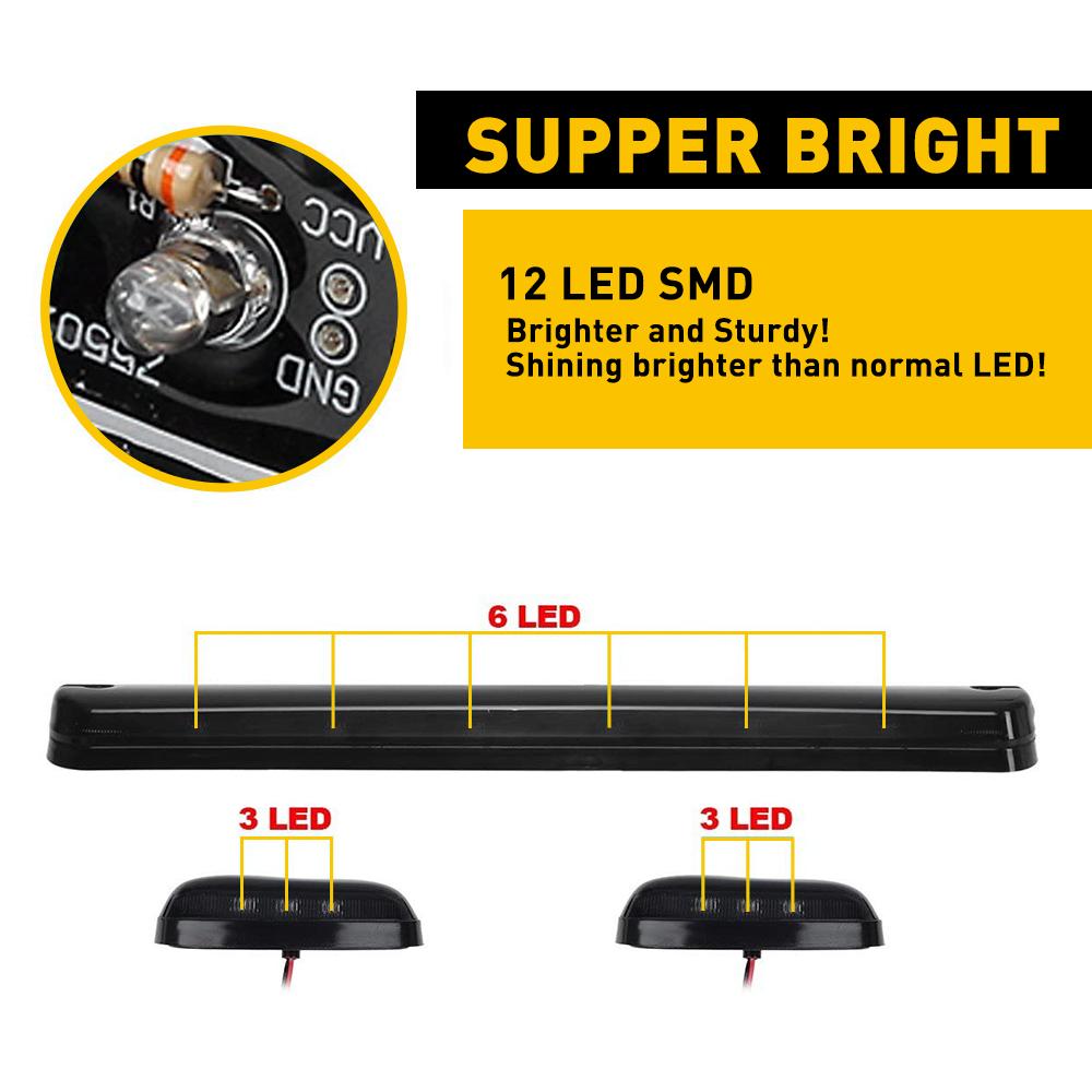 Silverado Sierra 2500HD 3500HD Chevy GMC 1500 2500 3500 2021 2020 2019 2018 2017 İçin 3 Adet Kehribar LED Kabin Tavan İşaret Lambası Montajı