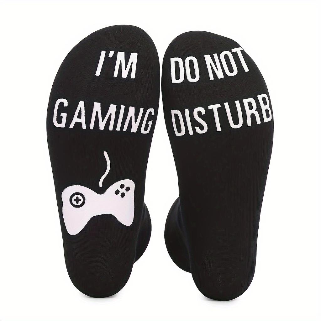 Men's Novelty Rubber Non-Slip Bottom Game Alphabet Graphics Breathable Comfortable Mid-Layer Crew Socks Daily Wear 18th Birthday Boys Gift