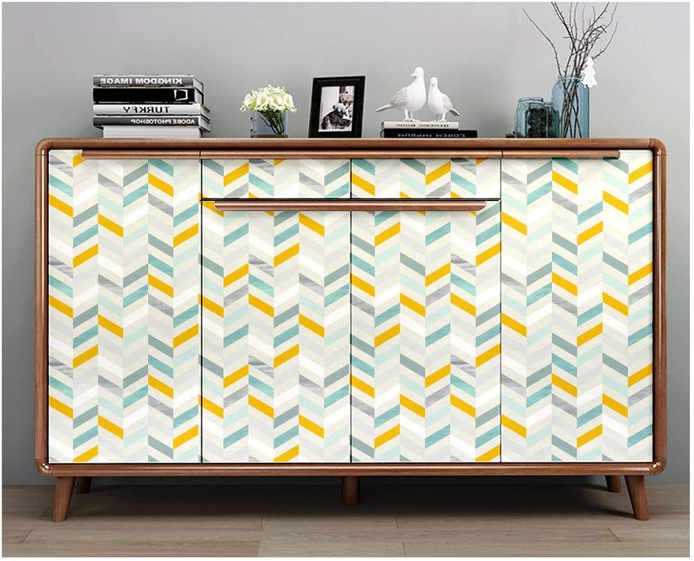 HaoHome 3m Multicolor Herringbone Peel and Stick Wallpaper Self-Adhesive Prepasted Contact Paper Wall Mural For Living Room