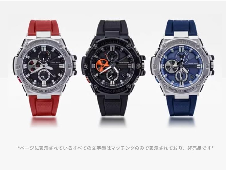 [syzynicy] Men's Silicone Watch Strap Compatible with G-SHOCK GST-210/W300/S100/S110/400G/B100 Watches (Blue/Black Buckle)