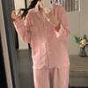 Autumn Women's Long-Sleeved Pajamas Homewear Set of Sweet Girls Long Trousers Pajamas Bubble Cotton Casual Homewear
