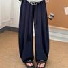 Women's Summer Thin High-Waisted Loose Lazy Casual Strolling Pants with Drape Linen Balloon Wide-Leg Trousers
