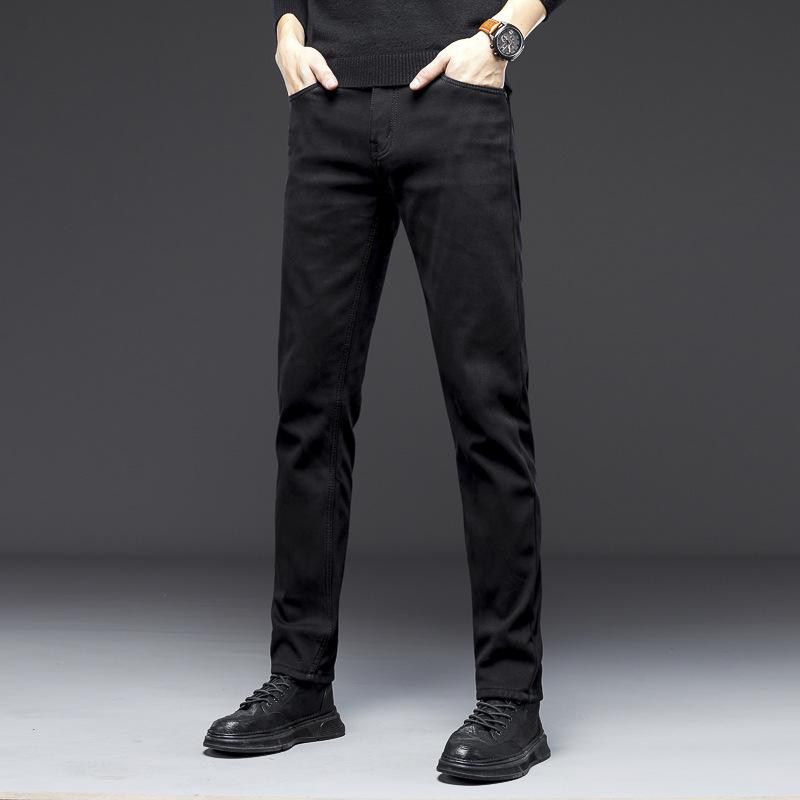 

Мужские узкие прямые эластичные черные джинсы в корейском стиле на все сезоны 28 (waist 28 in) 50kg